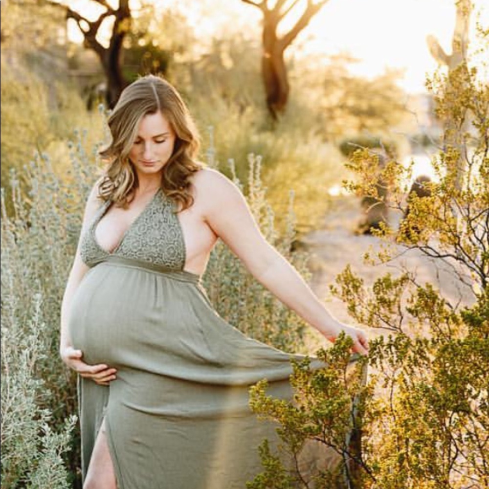 Olive green halter dress